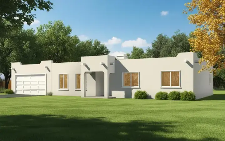 Santa Fe house plans 41-671 - front exterior, 1,981 sq ft, 3 bed, 2 bath house plans | Monster House Plans