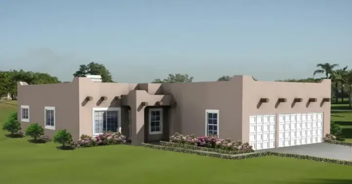 Santa Fe house plans 41-682 - front exterior, 1,994 sq ft, 4 bed, 2 bath house plans | Monster House Plans