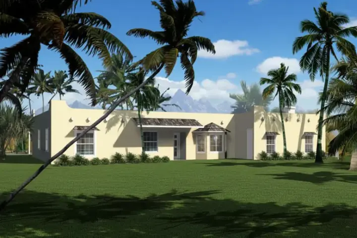 Santa Fe house plans 41-688 - front exterior, 2,018 sq ft, 3 bed, 2 bath house plans | Monster House Plans
