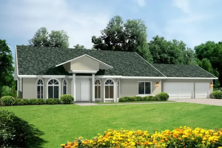 Southwest house plans 41-693 - front exterior, 2,024 sq ft, 3 bed, 2 bath house plans | Monster House Plans