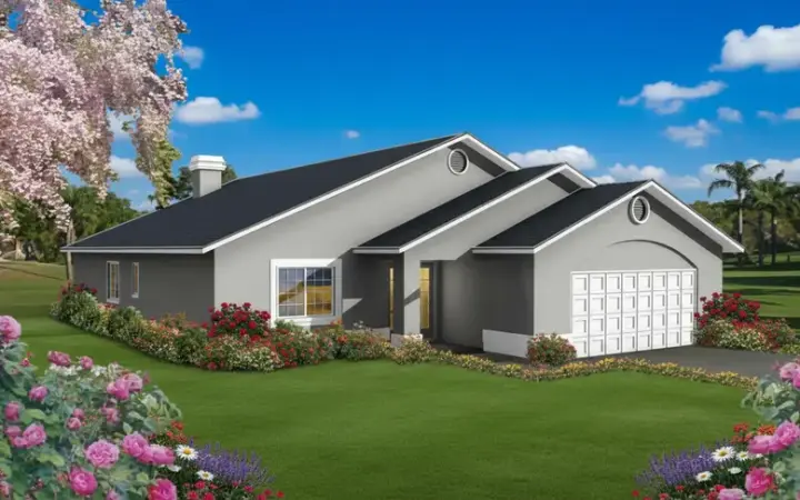 Southwest house plans 41-698 - front exterior, 2,039 sq ft, 4 bed, 2 bath house plans | Monster House Plans