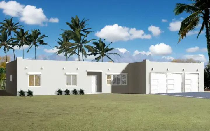 Santa Fe house plans 41-701 - front exterior, 2,041 sq ft, 4 bed, 3 bath house plans | Monster House Plans