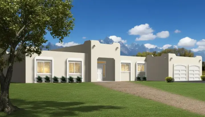 Santa Fe house plans 41-718 - front exterior, 2,070 sq ft, 4 bed, 3 bath house plans | Monster House Plans