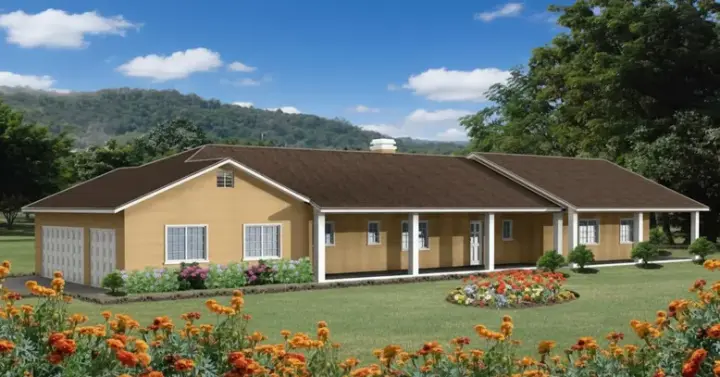 Ranch house plans 41-724 - front exterior, 2,076 sq ft, 3 bed, 2 bath house plans | Monster House Plans