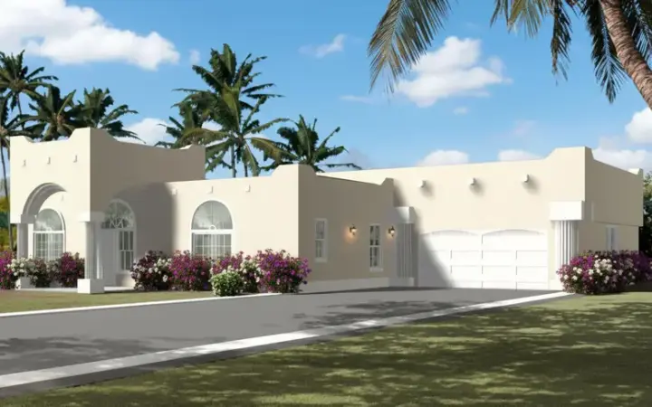 Santa Fe house plans 41-728 - front exterior, 2,079 sq ft, 4 bed, 3 bath house plans | Monster House Plans