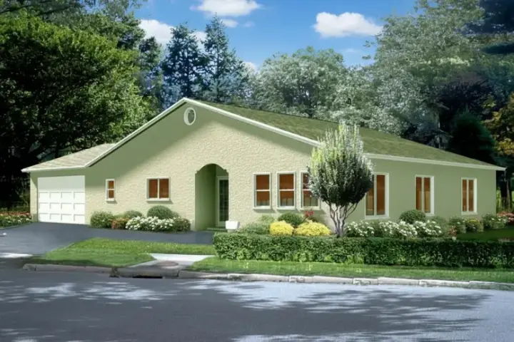 Southwest house plans 41-733 - front exterior, 2,080 sq ft, 3 bed, 2 bath house plans | Monster House Plans