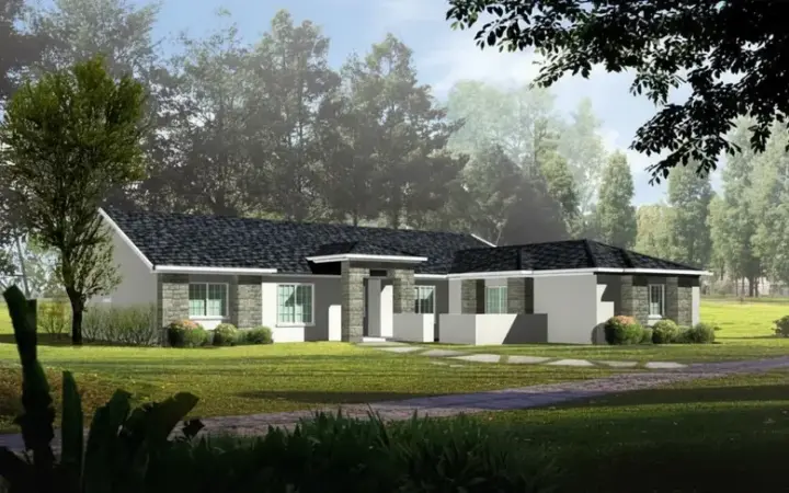 Southwest house plans 41-742 - front exterior, 2,087 sq ft, 4 bed, 2 bath house plans | Monster House Plans