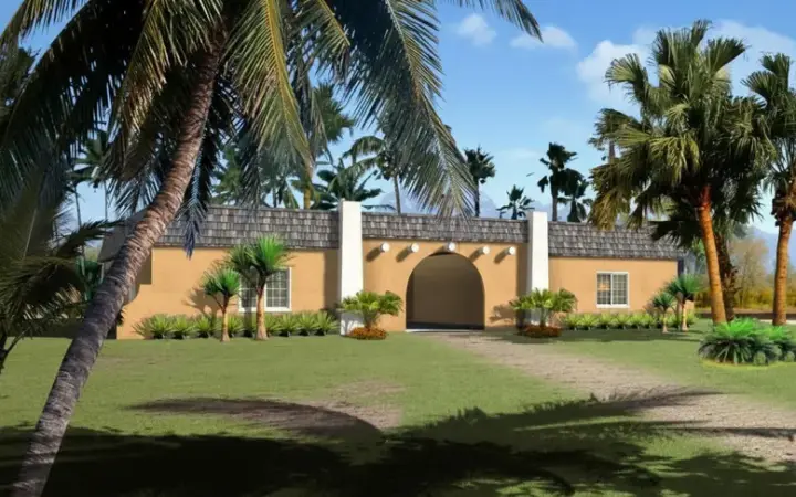 Santa Fe house plans 41-747 - front exterior, 2,096 sq ft, 3 bed, 3 bath house plans | Monster House Plans