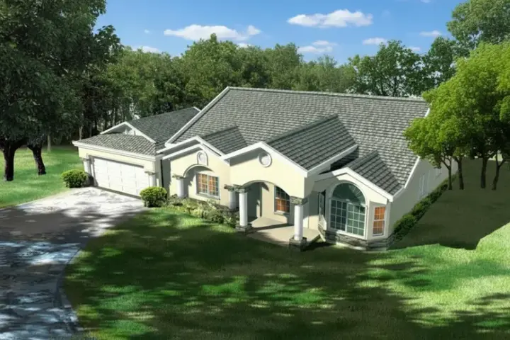 Southwest house plans 41-748 - front exterior, 2,097 sq ft, 3 bed, 3 bath house plans | Monster House Plans