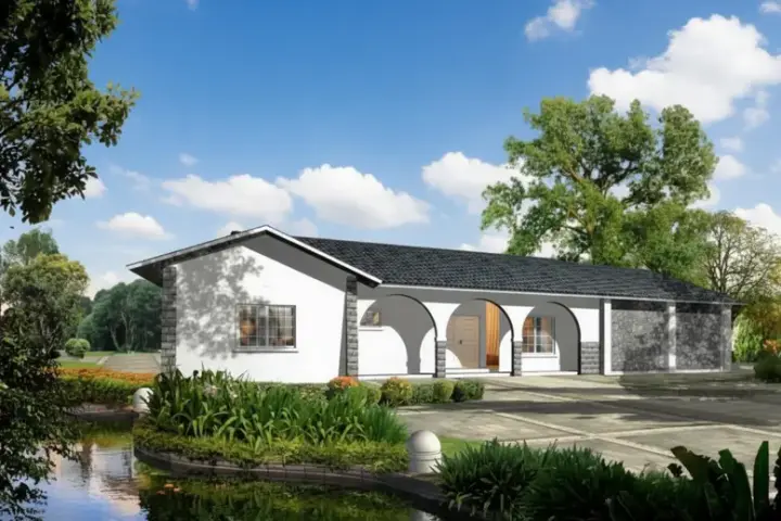 Southwest house plans 41-755 - front exterior, 2,111 sq ft, 3 bed, 3 bath house plans | Monster House Plans