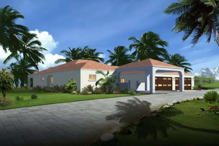 Southwest house plans 41-756 - front exterior, 2,114 sq ft, 4 bed, 3 bath house plans | Monster House Plans