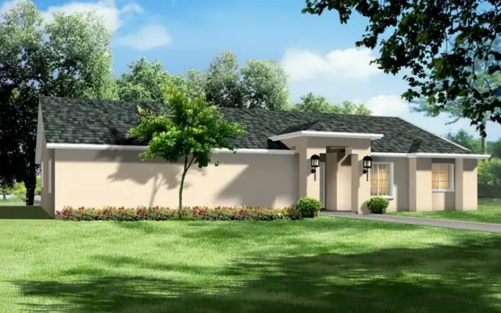 Southwest house plans 41-763 - front exterior, 2,129 sq ft, 4 bed, 3 bath house plans | Monster House Plans