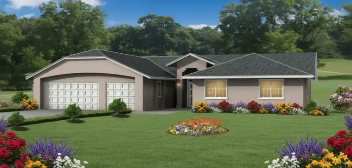 Southwest house plans 41-776 - front exterior, 2,159 sq ft, 4 bed, 2 bath house plans | Monster House Plans
