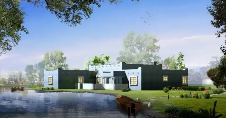 Santa Fe house plans 41-781 - front exterior, 2,169 sq ft, 3 bed, 3 bath house plans | Monster House Plans