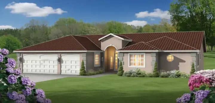 Mediterranean house plans 41-782 - front exterior, 2,179 sq ft, 4 bed, 2 bath house plans | Monster House Plans