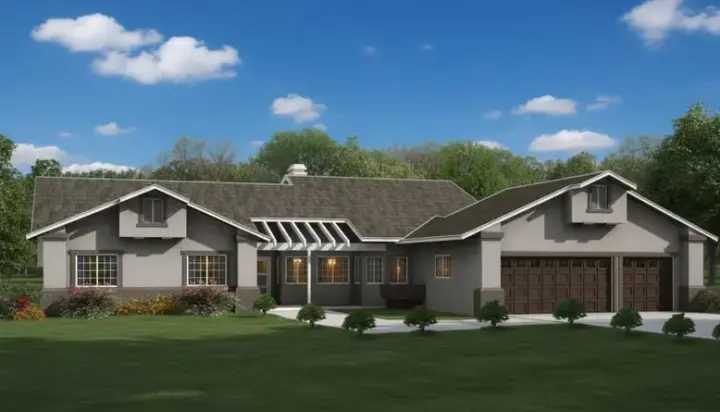 Southwest house plans 41-790 - front exterior, 2,199 sq ft, 3 bed, 3 bath house plans | Monster House Plans