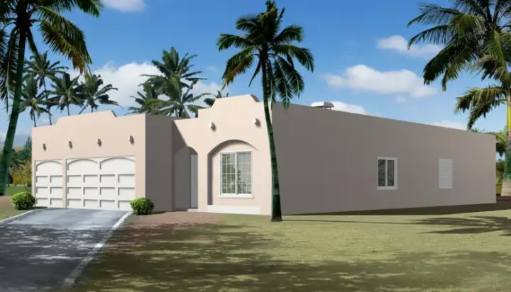 Santa Fe house plans 41-795 - front exterior, 2,213 sq ft, 4 bed, 2 bath house plans | Monster House Plans