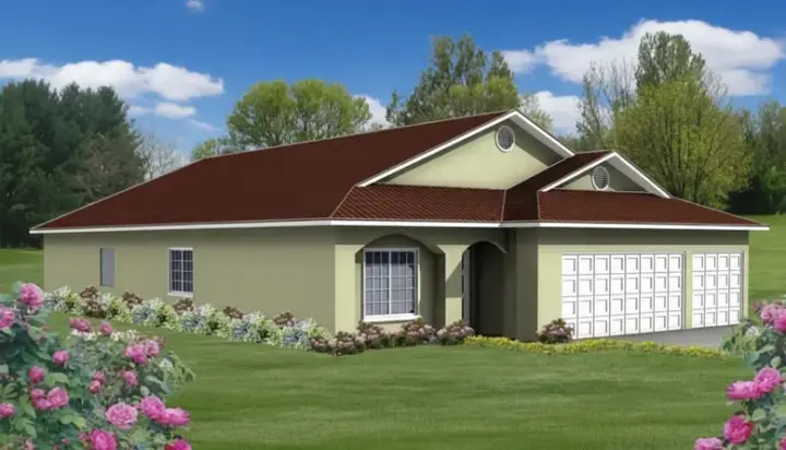 Southwest house plans 41-796 - front exterior, 2,213 sq ft, 4 bed, 2 bath house plans | Monster House Plans