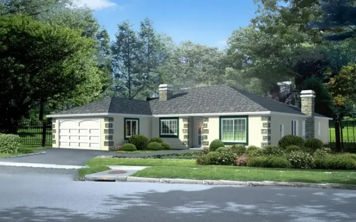 Mediterranean house plans 41-797 - front exterior, 2,234 sq ft, 4 bed, 2 bath house plans | Monster House Plans