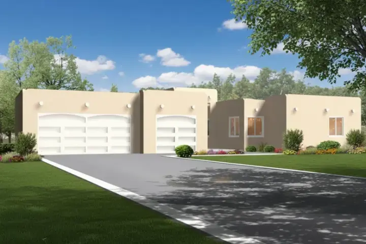 Santa Fe house plans 41-799 - front exterior, 2,239 sq ft, 4 bed, 2 bath house plans | Monster House Plans