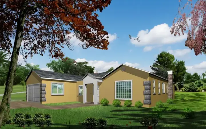 Southwest house plans 41-803 - front exterior, 2,241 sq ft, 3 bed, 2 bath house plans | Monster House Plans