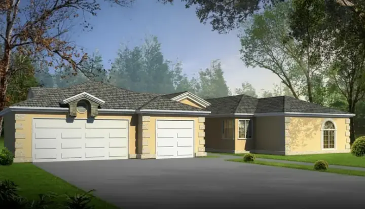 Mediterranean house plans 41-824 - front exterior, 2,278 sq ft, 3 bed, 2 bath house plans | Monster House Plans