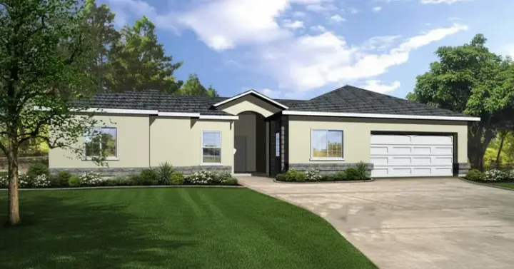 Southwest house plans 41-844 - front exterior, 2,352 sq ft, 5 bed, 3 bath house plans | Monster House Plans