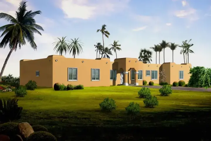 Santa Fe house plans 41-855 - front exterior, 2,367 sq ft, 4 bed, 3 bath house plans | Monster House Plans