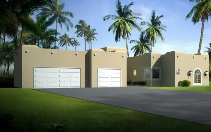Santa Fe house plans 41-858 - front exterior, 2,377 sq ft, 4 bed, 3 bath house plans | Monster House Plans