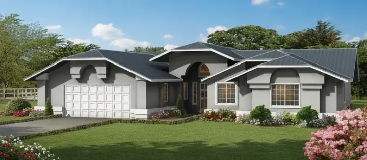 Southwest house plans 41-871 - front exterior, 2,401 sq ft, 4 bed, 2 bath house plans | Monster House Plans