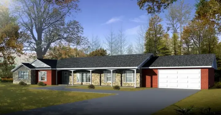 Ranch house plans 41-876 - front exterior, 2,415 sq ft, 3 bed, 2 bath house plans | Monster House Plans