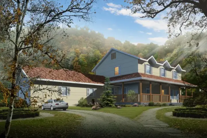 Country house plans 41-887 - front exterior, 2,458 sq ft, 4 bed, 2 bath house plans | Monster House Plans