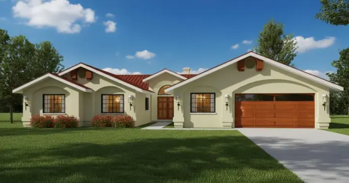 Southwest house plans 41-896 - front exterior, 2,484 sq ft, 4 bed, 2 bath house plans | Monster House Plans