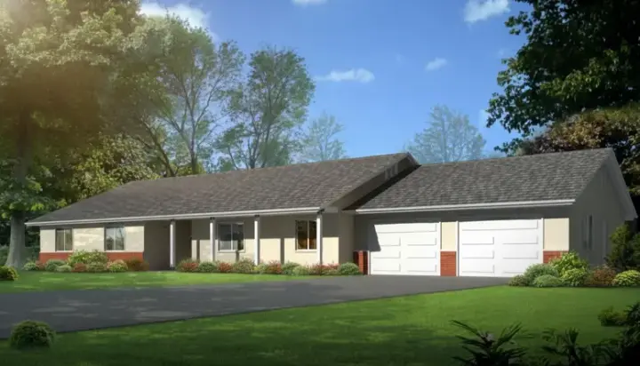 Ranch house plans 41-903 - front exterior, 2,497 sq ft, 3 bed, 2 bath house plans | Monster House Plans