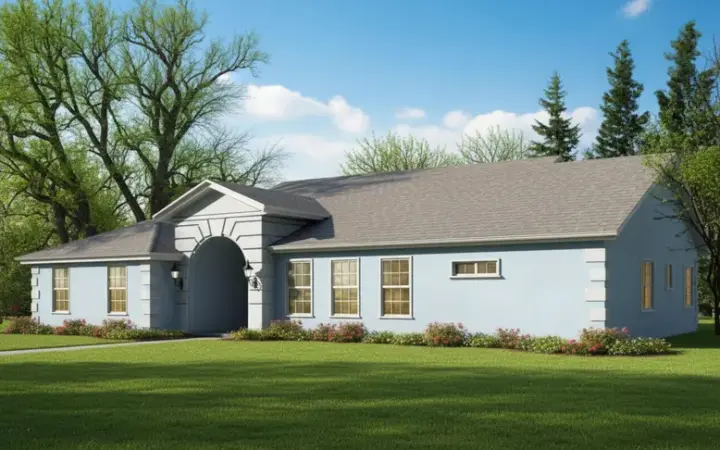 Southwest house plans 41-915 - front exterior, 2,513 sq ft, 3 bed, 3 bath house plans | Monster House Plans
