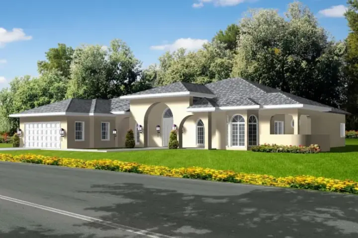 Southwest house plans 41-926 - front exterior, 2,548 sq ft, 3 bed, 2 bath house plans | Monster House Plans