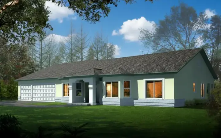 Southwest house plans 41-928 - front exterior, 2,555 sq ft, 3 bed, 2 bath house plans | Monster House Plans