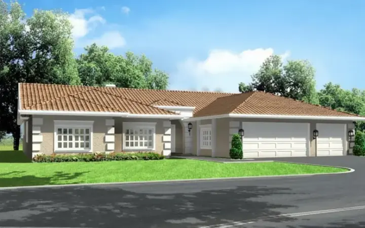 Southwest house plans 41-929 - front exterior, 2,555 sq ft, 4 bed, 2 bath house plans | Monster House Plans