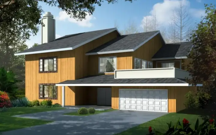 Contemporary house plans 41-930 - front exterior, 2,557 sq ft, 3 bed, 2 bath house plans | Monster House Plans
