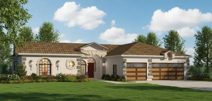 Mediterranean house plans 41-940 - front exterior, 2,579 sq ft, 3 bed, 2 bath house plans | Monster House Plans