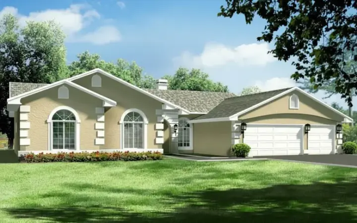 Southwest house plans 41-951 - front exterior, 2,603 sq ft, 4 bed, 2 bath house plans | Monster House Plans