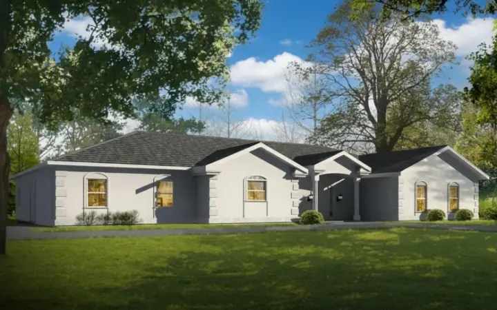 Southwest house plans 41-959 - front exterior, 2,610 sq ft, 3 bed, 2 bath house plans | Monster House Plans