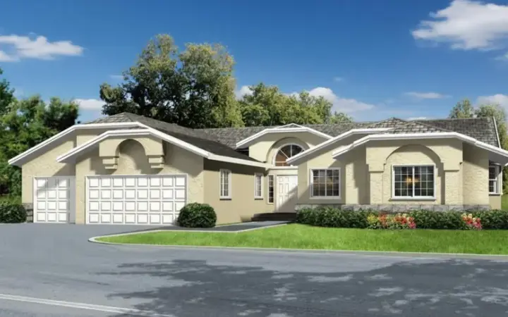 Southwest house plans 41-974 - front exterior, 2,672 sq ft, 4 bed, 2 bath house plans | Monster House Plans