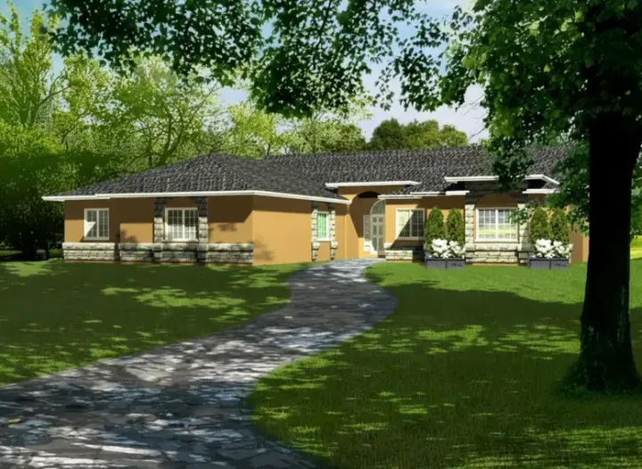 Southwest house plans 41-979 - front exterior, 2,692 sq ft, 4 bed, 3 bath house plans | Monster House Plans