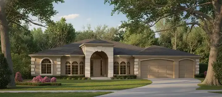 Southwest house plans 41-983 - front exterior, 2,712 sq ft, 5 bed, 3 bath house plans | Monster House Plans
