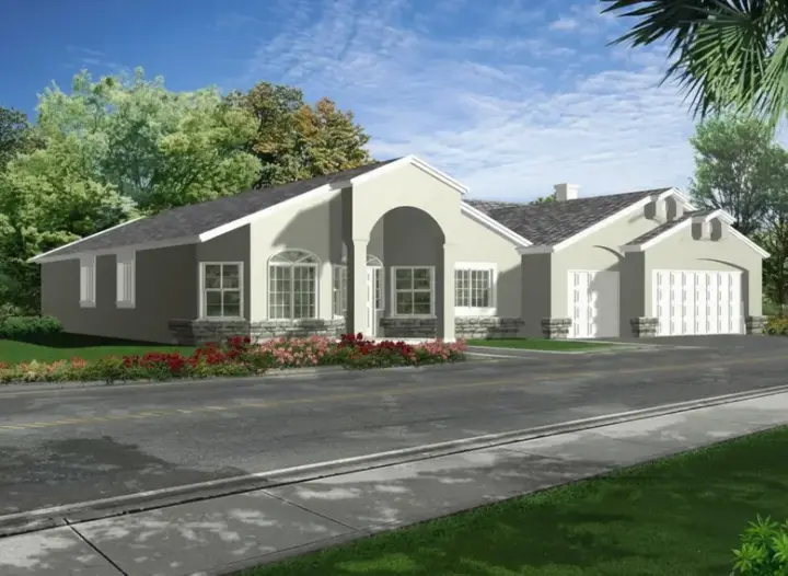 Southwest house plans 41-985 - front exterior, 2,716 sq ft, 4 bed, 3 bath house plans | Monster House Plans