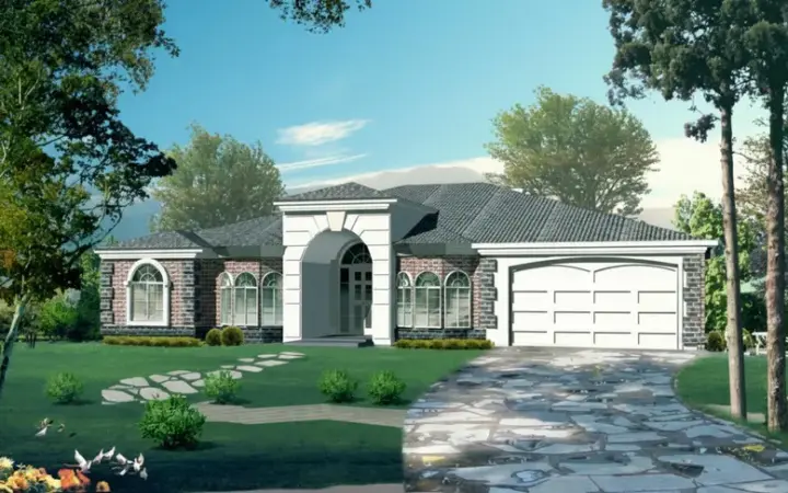 Southwest house plans 41-988 - front exterior, 2,735 sq ft, 4 bed, 3 bath house plans | Monster House Plans
