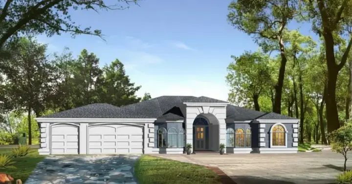 Mediterranean house plans 41-991 - front exterior, 2,735 sq ft, 4 bed, 3 bath house plans | Monster House Plans