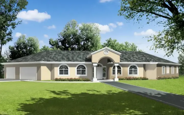 Sunbelt house plans 41-996 - front exterior, 2,737 sq ft, 4 bed, 3 bath house plans | Monster House Plans