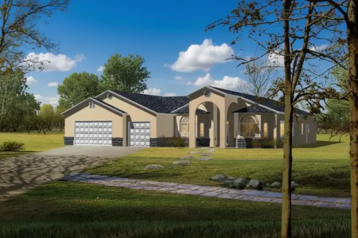 Southwest house plans 41-998 - front exterior, 2,743 sq ft, 4 bed, 2 bath house plans | Monster House Plans